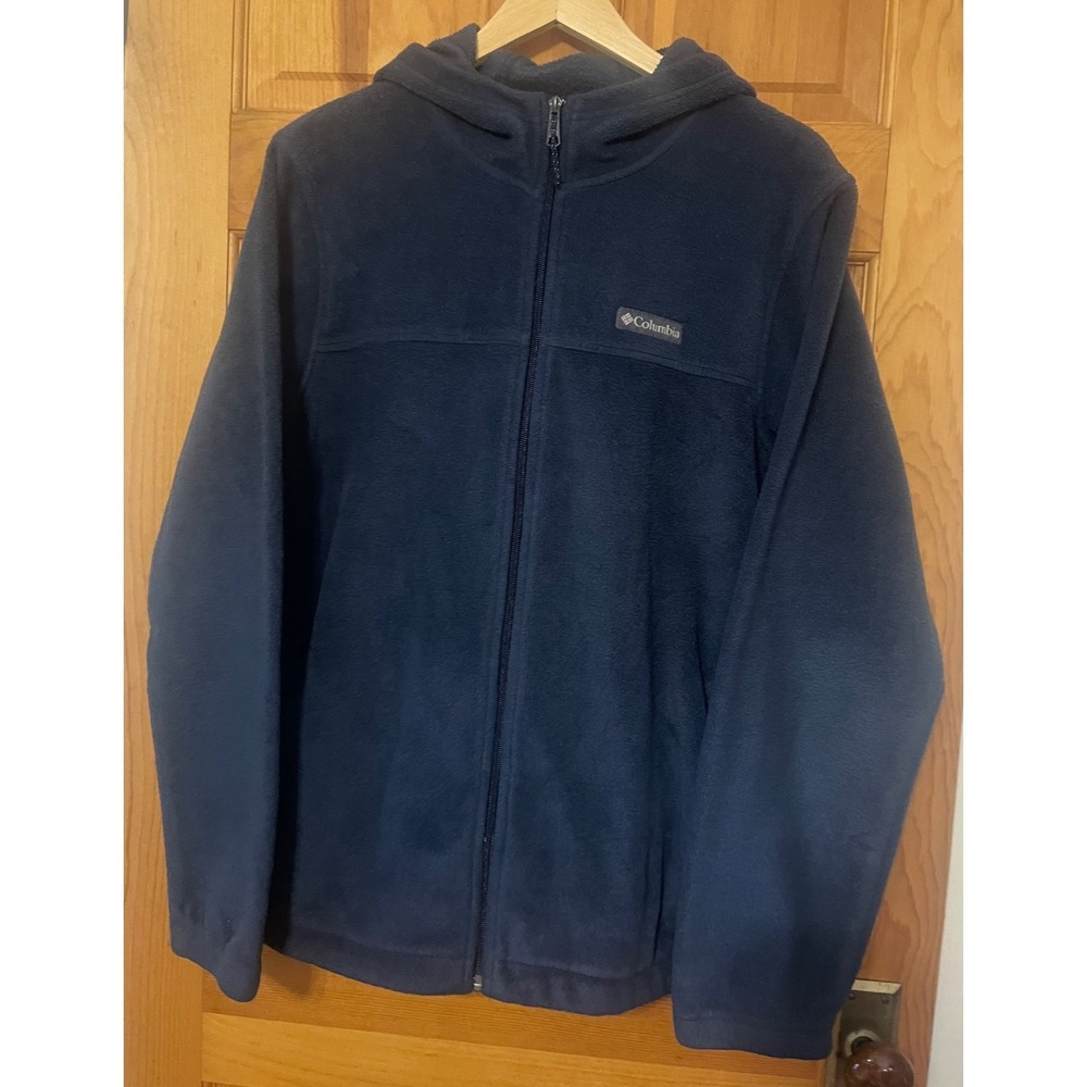 Columbia Mens Large Navy Blue Full Zip Fleece Hoodie Outdoor‎ Casual